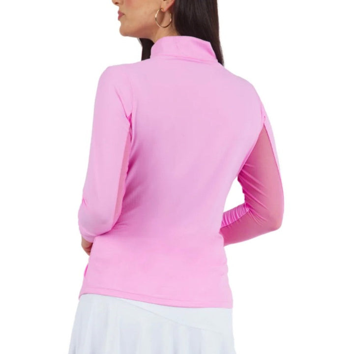 IBKUL Solid L/S Mock Neck Top - Candy Pink