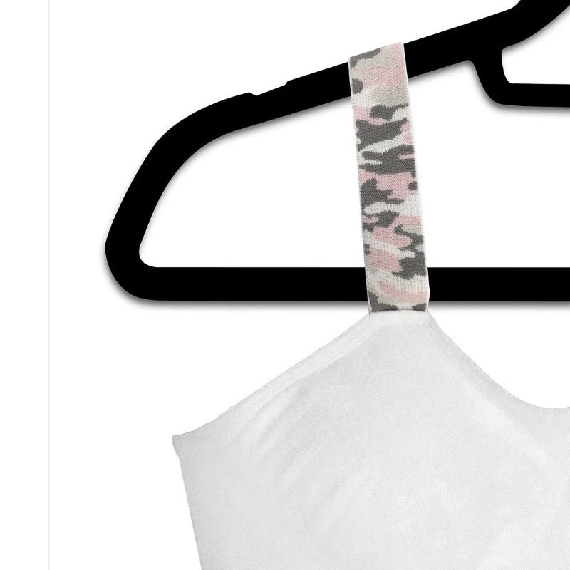 strap-its plus size Basic Bra (attached strap)- White/Camo Strap