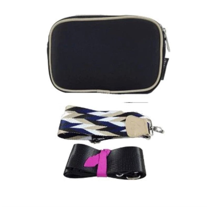 preneLOVE Dual Zip Belt/Crossbody Bag - Black/Tan