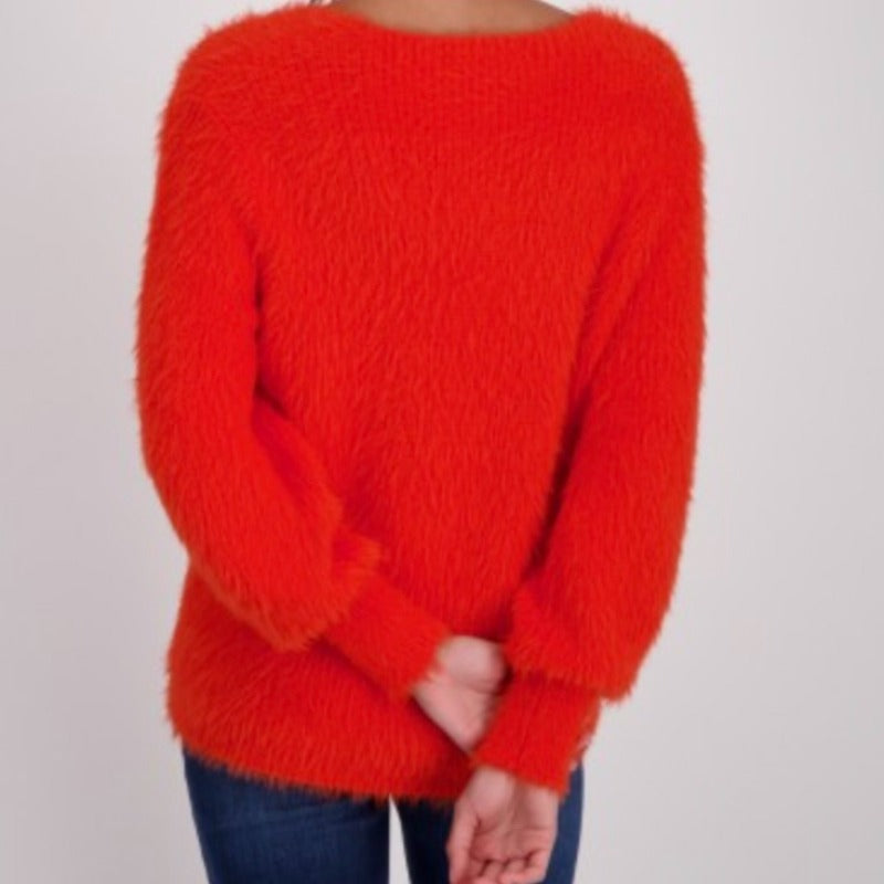 Monari V-Neck Wool Sweater - Orange