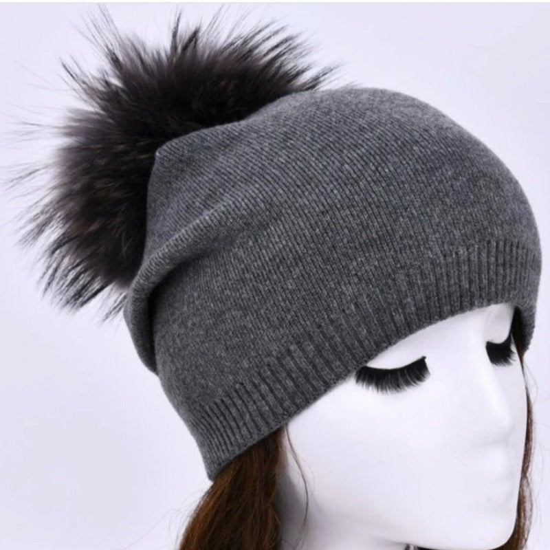 PNYC Evelyn Beanie - Charcoal (Faux fur)