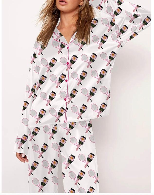 SheShow Tennis/Champagne Pajamas, Long - White Multi