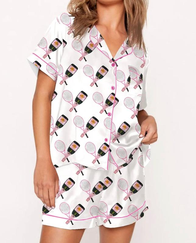SheShow Tennis/Champagne Pajamas, Short - White Multi