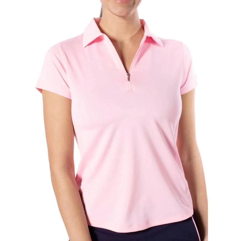Golftini S/S Zip Tech Polo - Rose Pink