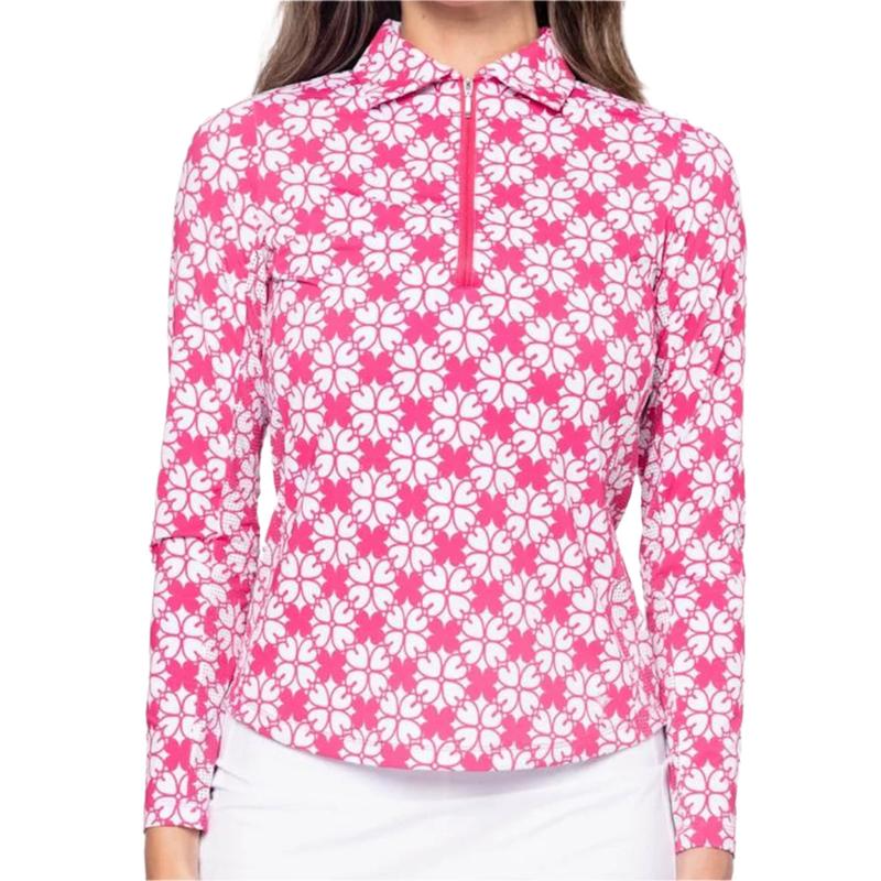 Golftini Cool Girl L/S Polo - Pink Floral