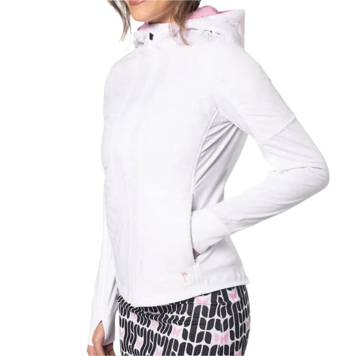 Golftini Hooded Windbreaker - White/Rose