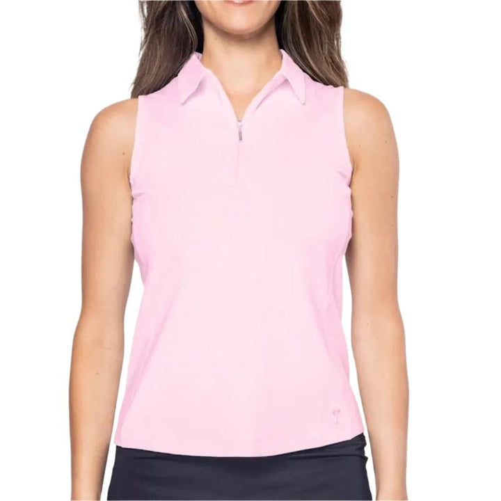 Golftini S/L Zip Tech Polo - Rose Pink