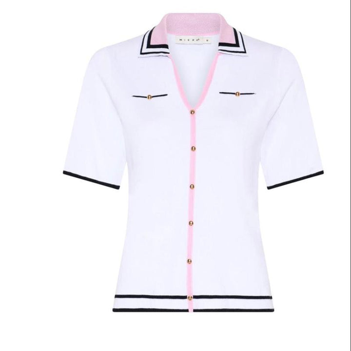 Micha S/S Polo - White/Pink