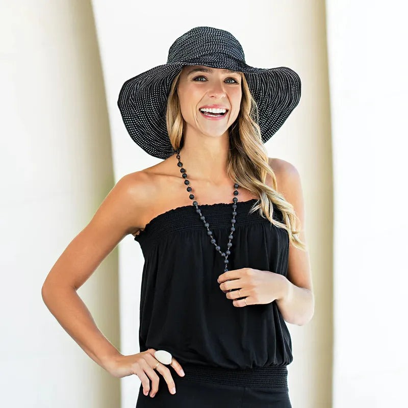 Wallaroo Scrunchie Hat - Navy/White Dots