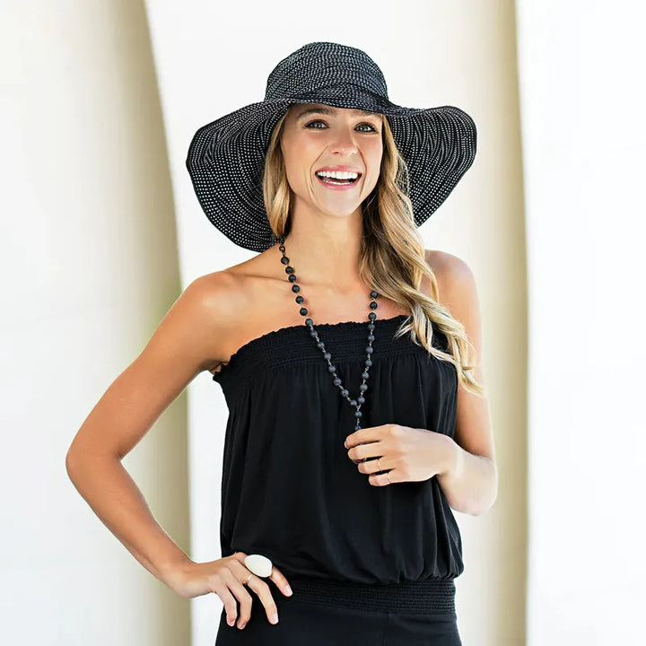 Wallaroo Scrunchie Hat - Navy/White Dots