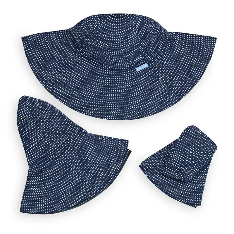 Wallaroo Scrunchie Hat - Navy/White Dots