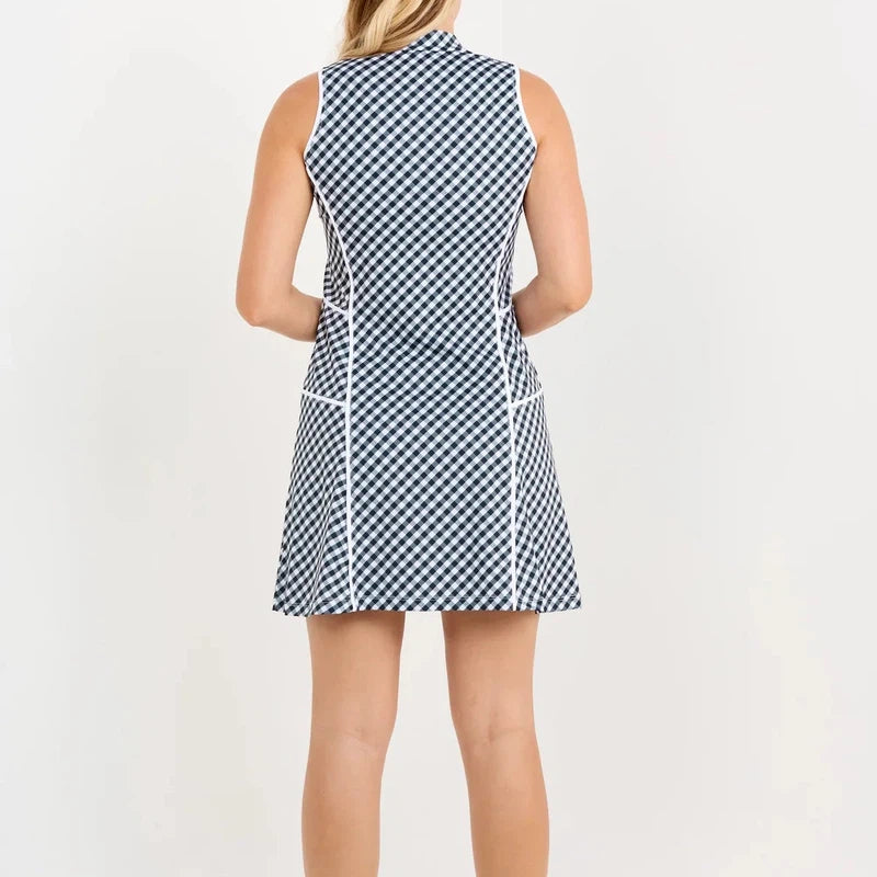 Sofibella Monochrome Gingham S/L Dress - Black/White