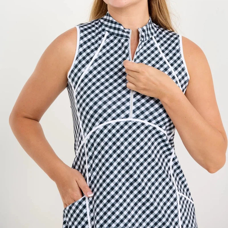 Sofibella Monochrome Gingham S/L Dress - Black/White