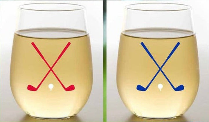 Stemless Wine Glasses(2)- Golf Clubs