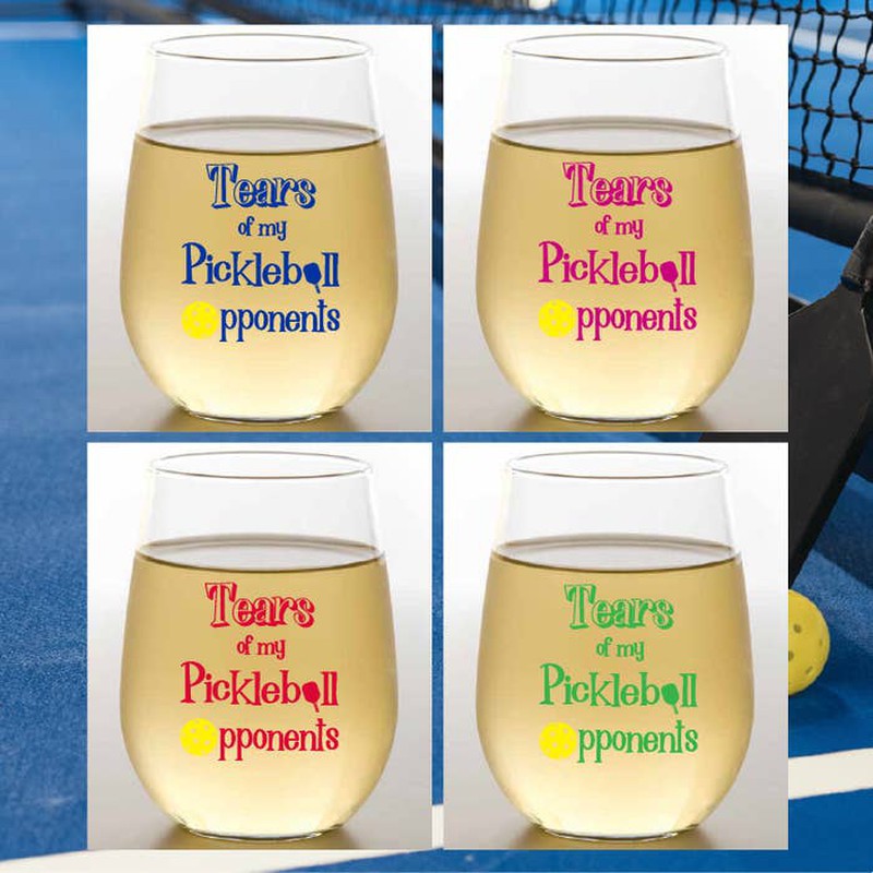 Stemless Wine Glasses(2)- Tears of Pickleball Opponents