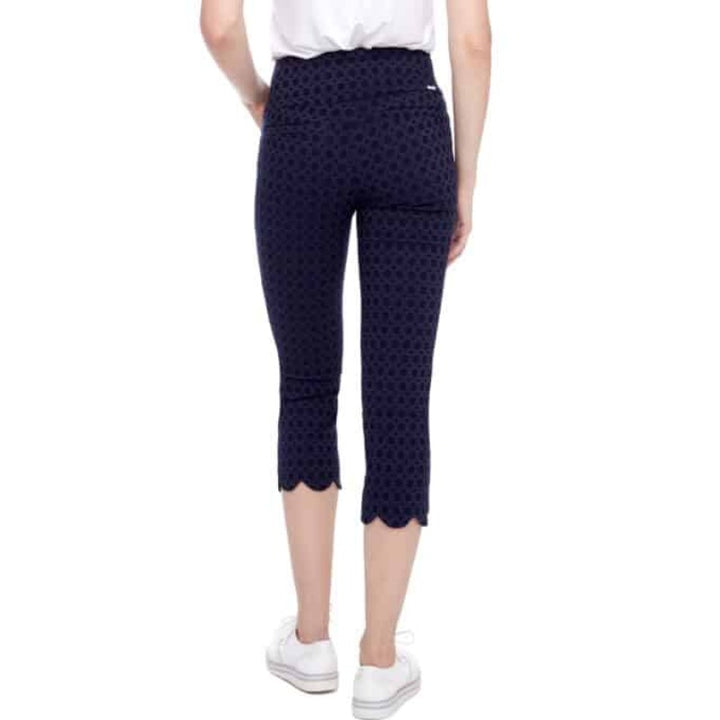 Swing Control Cameo Scalloped Crop Pants (24") - Navy