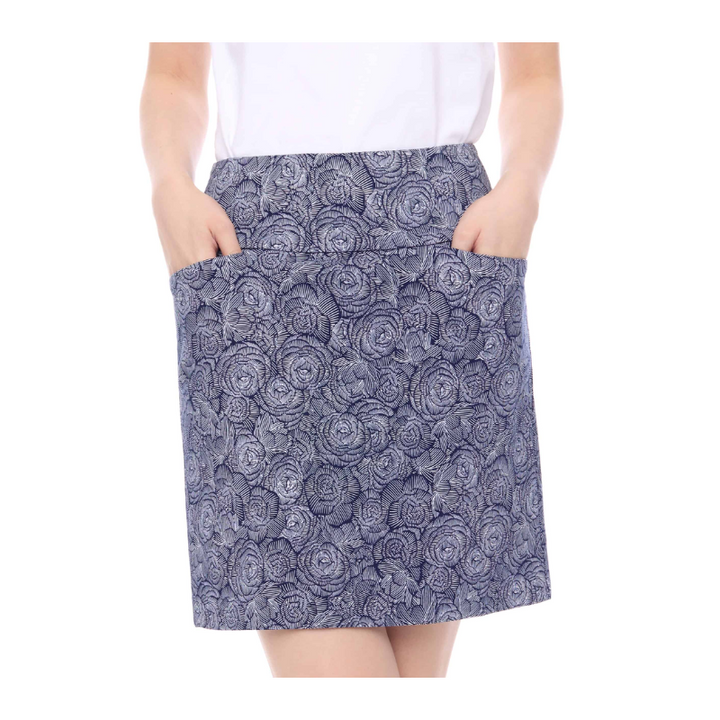 Swing Control Navy Roses Skort - Navy/White