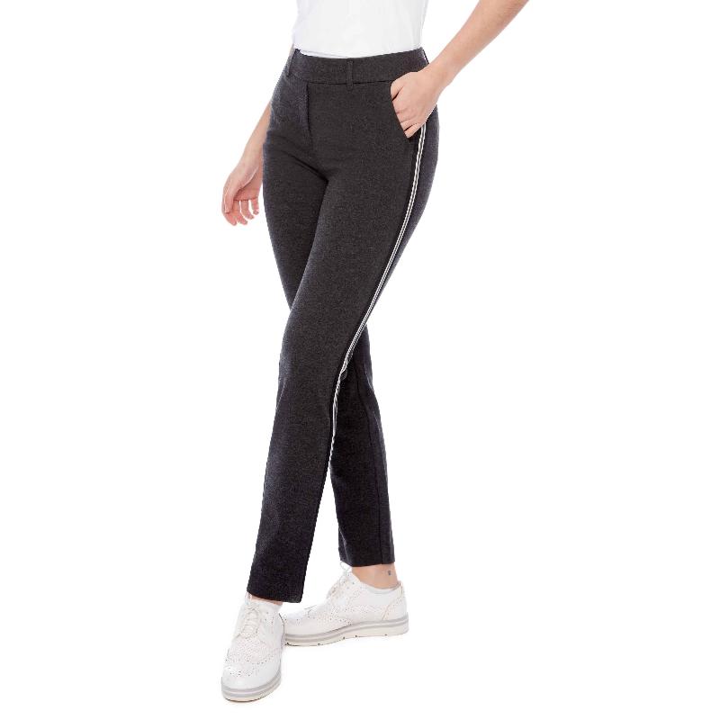 Swing Control Side Stripe Ponte Pants (30") - Charcoal