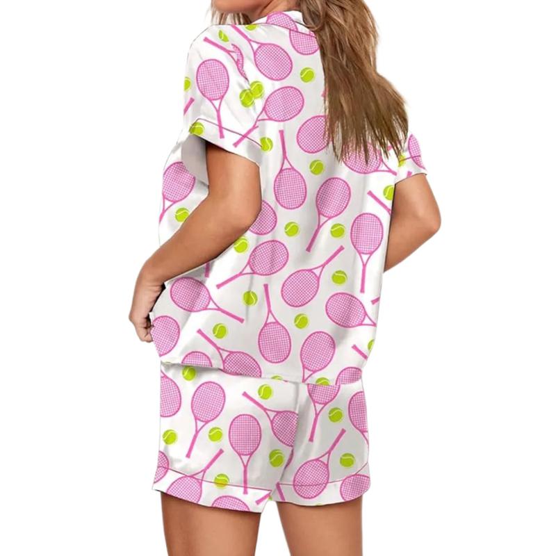 Tennis Racquet & Ball Pajamas - Pink