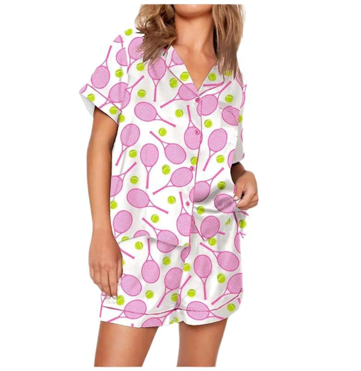 Tennis Racquet & Ball Pajamas - Pink