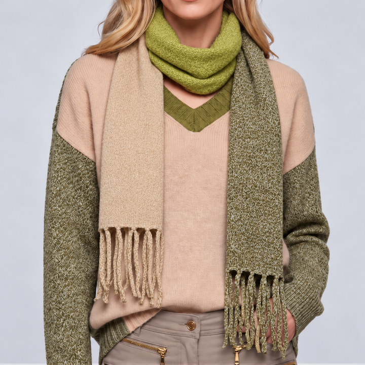 Marc Aurel Colour Block Sweater - Chartreuse/Sand
