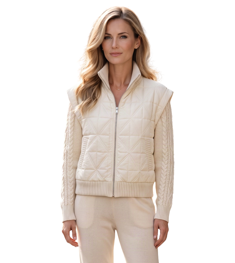 Mystree Mix Media Jacket - Ivory