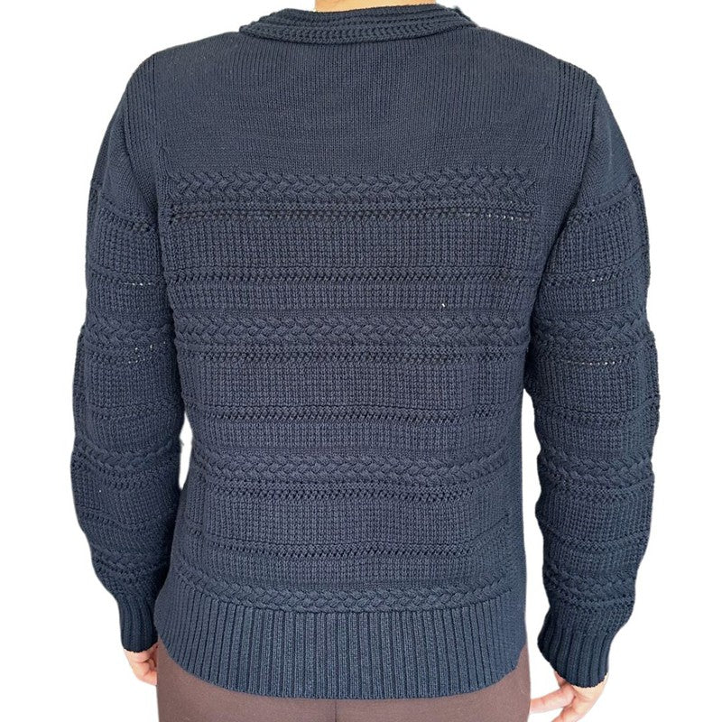 Autumn Cashmere Cable Sweater - Navy