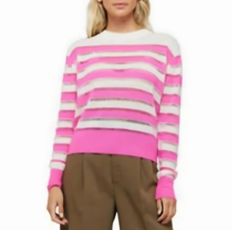 Brodie Leighton Ladder Crew Neck Sweater - Barbie Pink