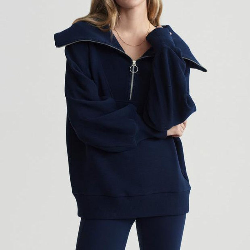 Varley Vine Zip Sweater - Sapphire