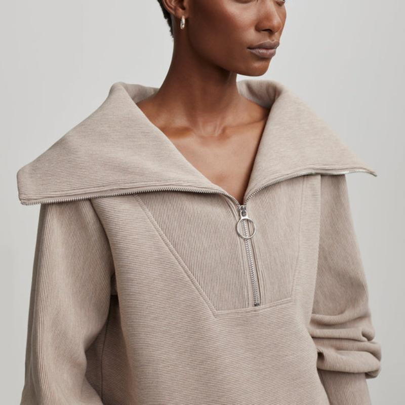 Varley Vine Zip Sweater - Taupe Marl