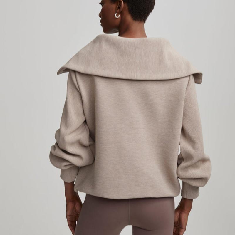 Varley Vine Zip Sweater - Taupe Marl