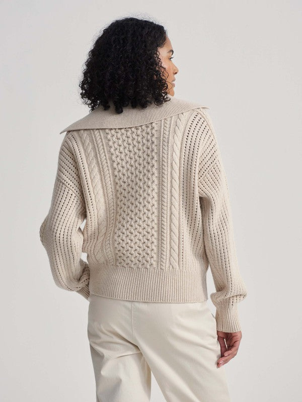 Varley Camello Cable Zip Sweater - Parchment