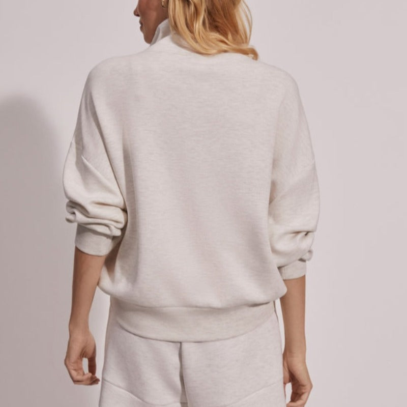 Varley Hawley Zip Sweat - Ivory Marl Fleck