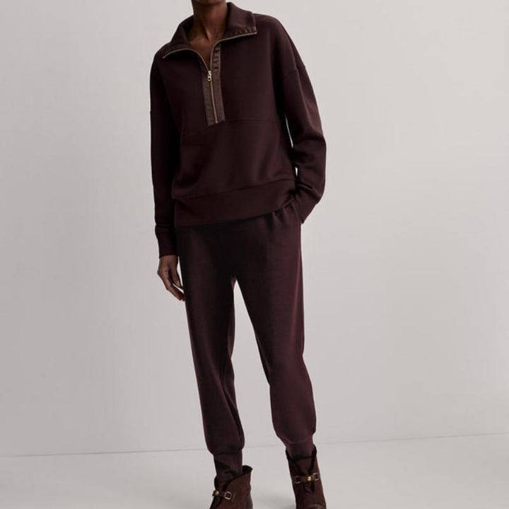 Varley Keller Zip Sweat - Coffee Bean