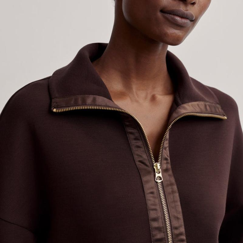 Varley Keller Zip Sweat - Coffee Bean