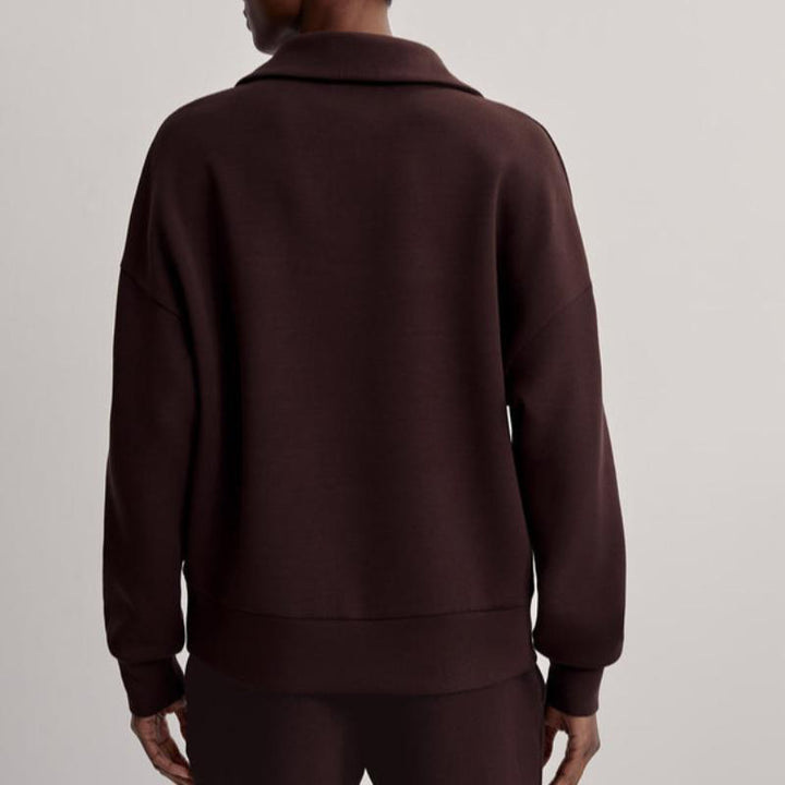 Varley Keller Zip Sweat - Coffee Bean