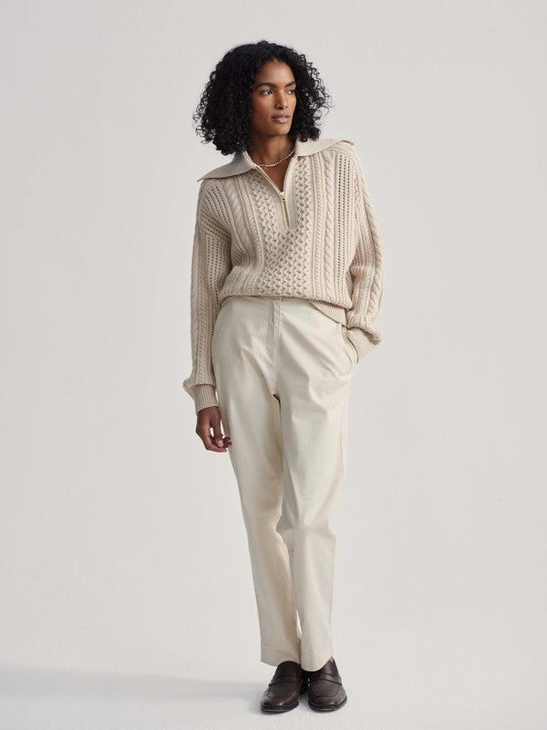 Varley Camello Cable Zip Sweater - Parchment