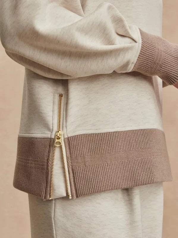 Varley Loxley Raglan Sweat - Ivory/Taupe Marl