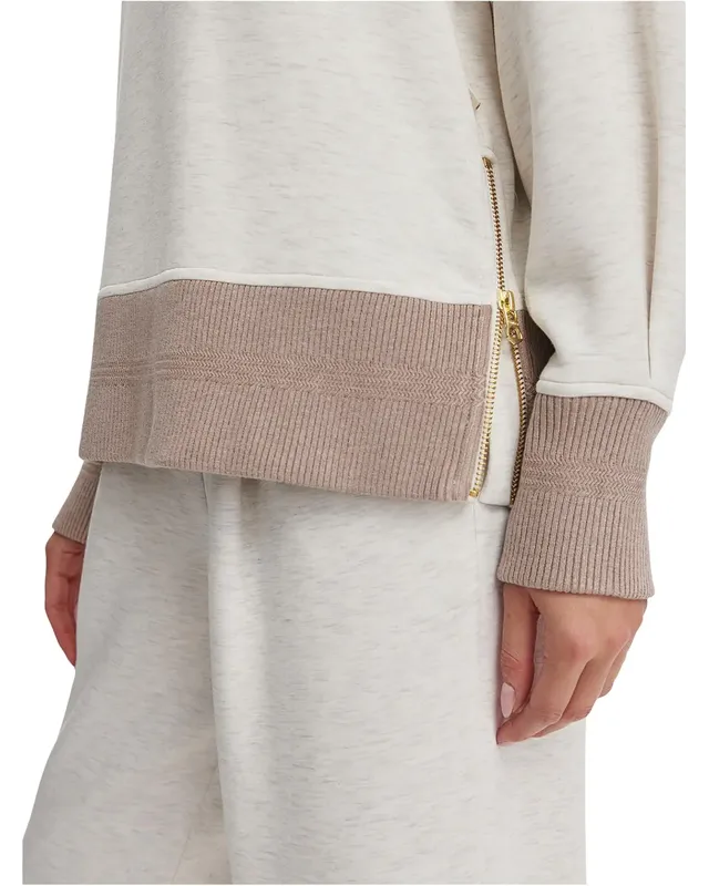 Varley Loxley Raglan Sweat - Ivory/Taupe Marl