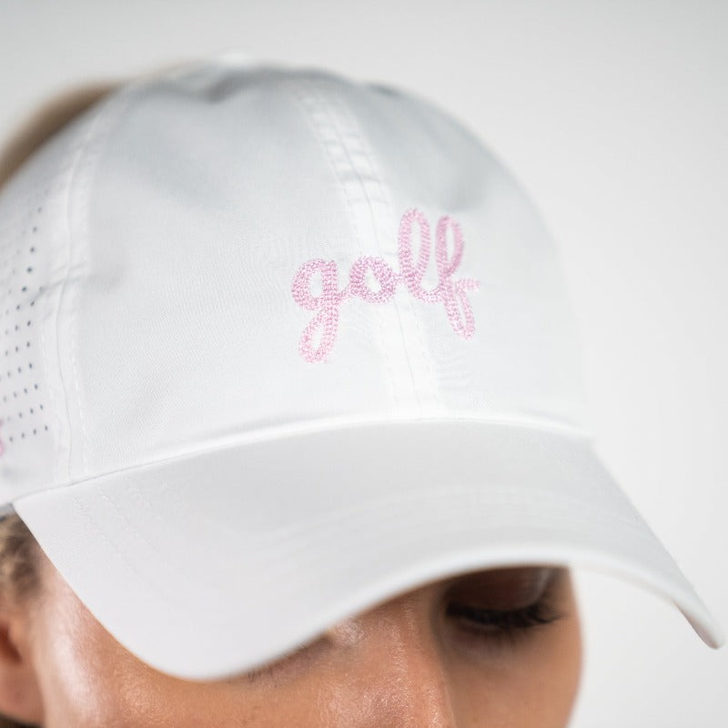 Vimhue Golf Logo Hat - White/Pink