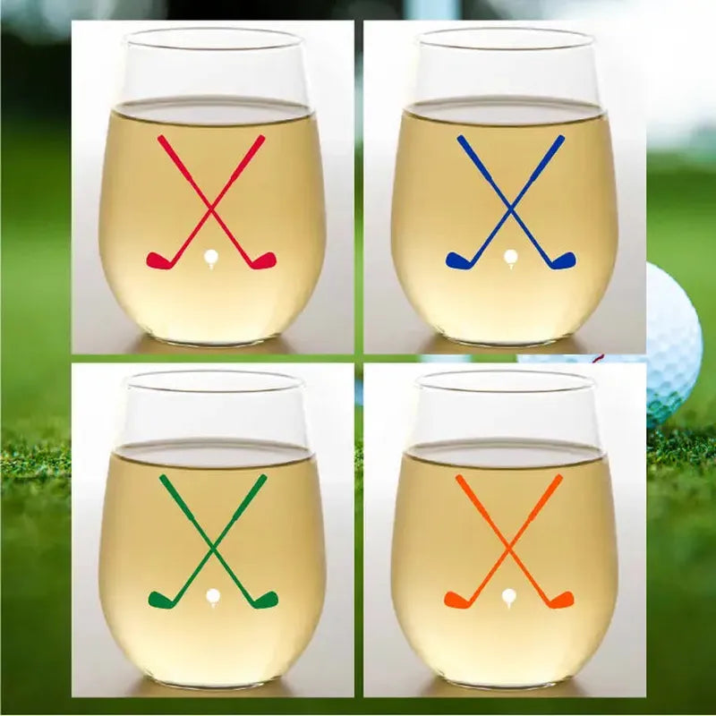 Stemless Wine Glasses(4)- Golf Clubs