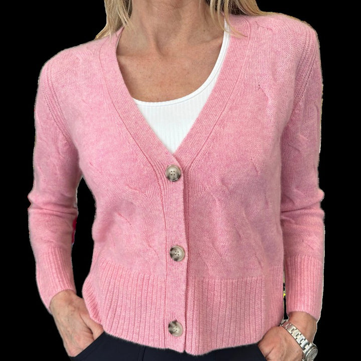 Alashan Cashmere Winslet Twist Cardigan - Pink Swirl