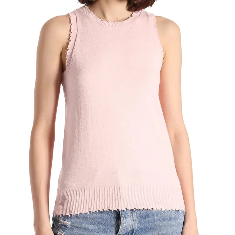 Minnie Rose Frayed Tank - Lotus Pink
