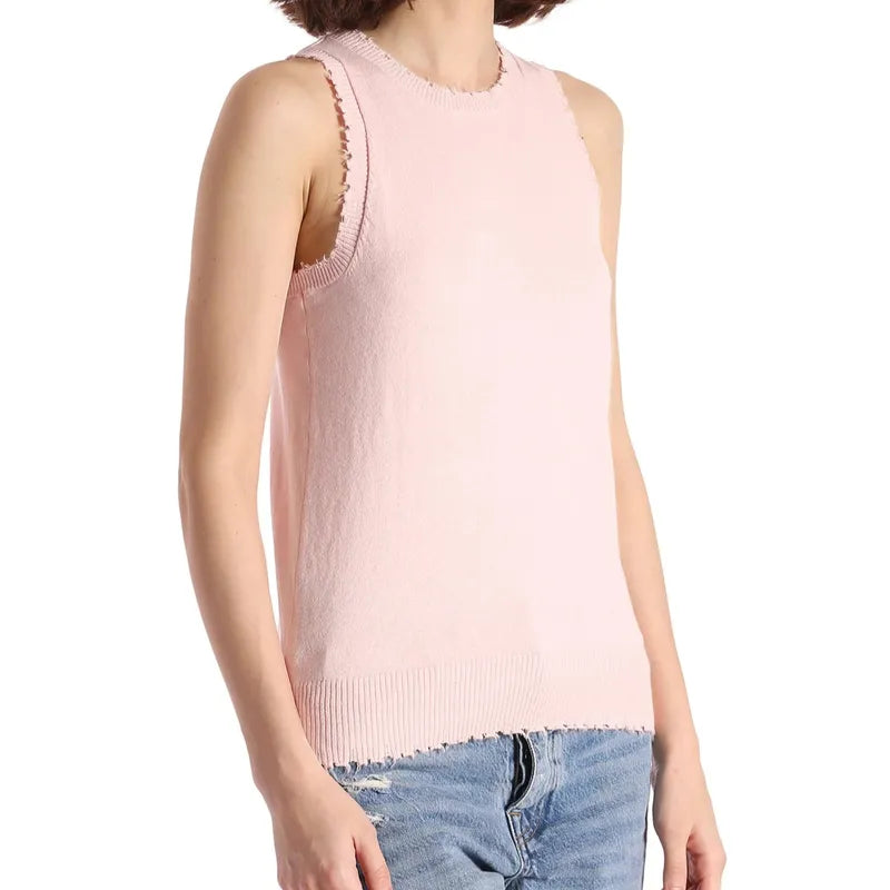 Minnie Rose Frayed Tank - Lotus Pink