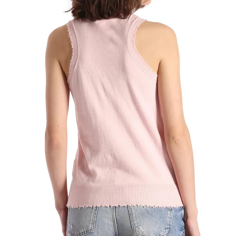 Minnie Rose Frayed Tank - Lotus Pink
