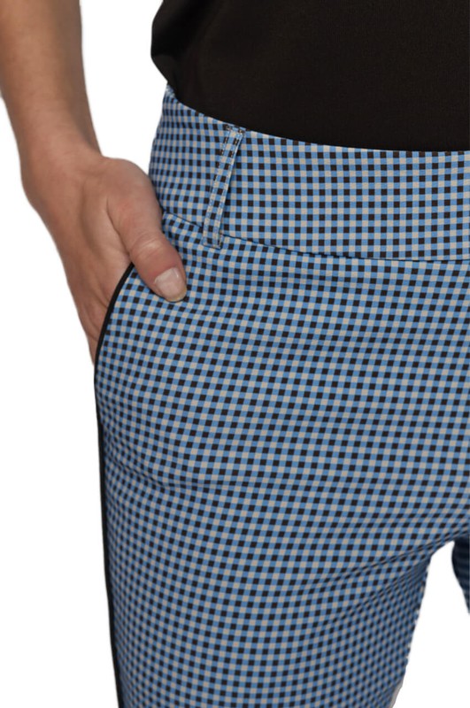 Golftini Ankle Pant - Cocoa/Blue Gingham