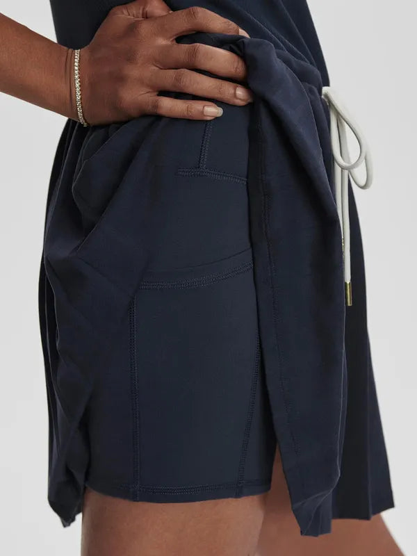 Varley Paloma Dress - Blue Nights/White