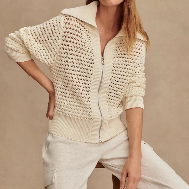 Varley Eloise Zip Knit Jacket - Egret