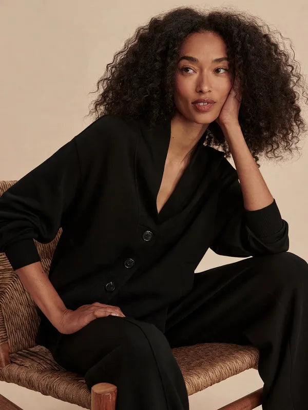Varley Celeste Button Sweat - Black