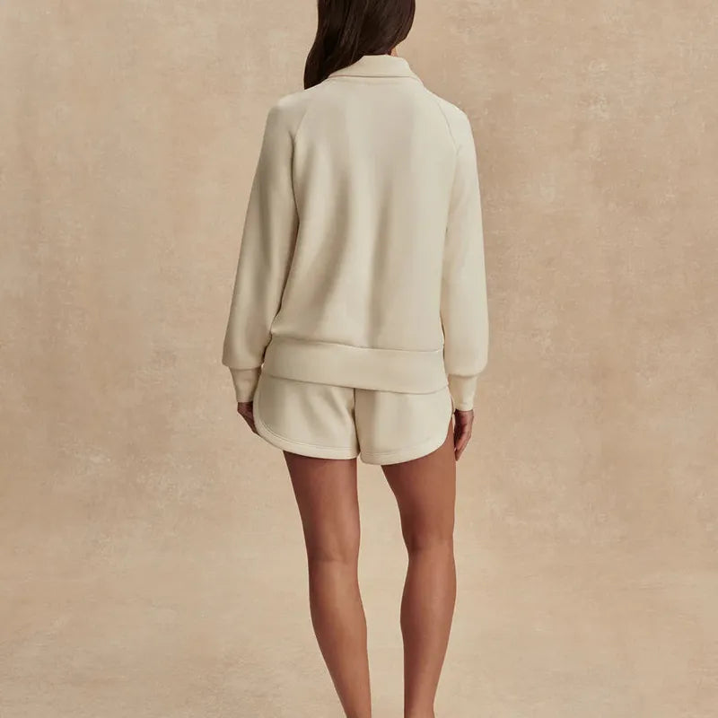 Varley Tyde Zip Sweat - Pristine Ivory